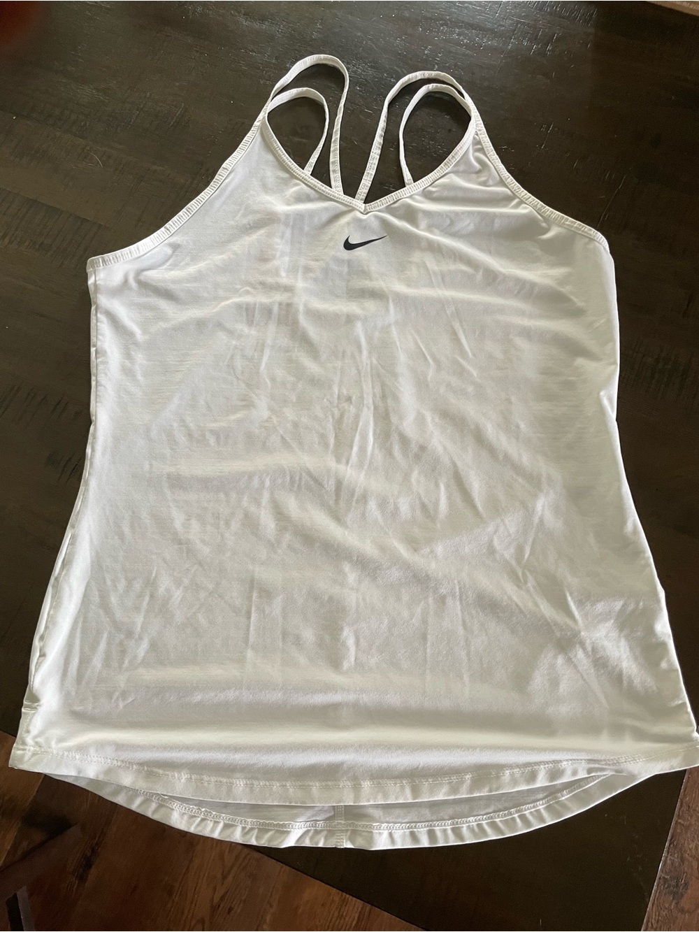 Nike White Double-Strap Women's Tank with Black Swoosh